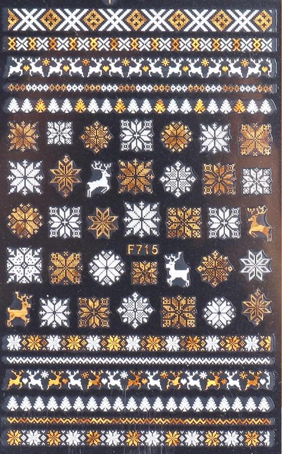 Winter Fair Isle (Gold and White) Nail Sticker