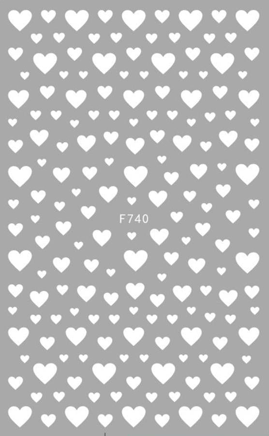 White Hearts Nail Sticker