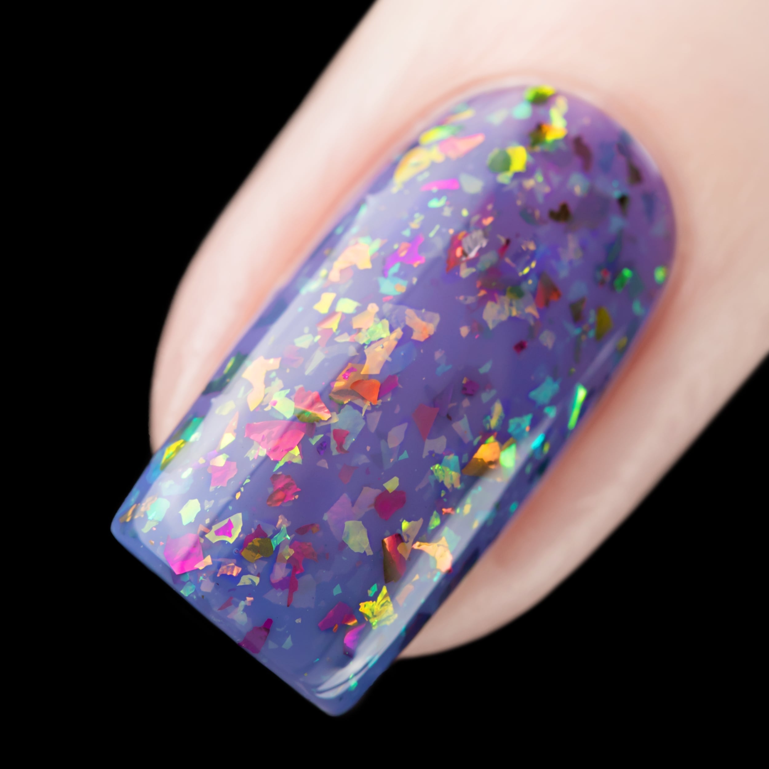 Cadillacquer Don't Worry purple pink chameleon iridescent crelly nail polish, swatched on one nails, light skin, studio lighting