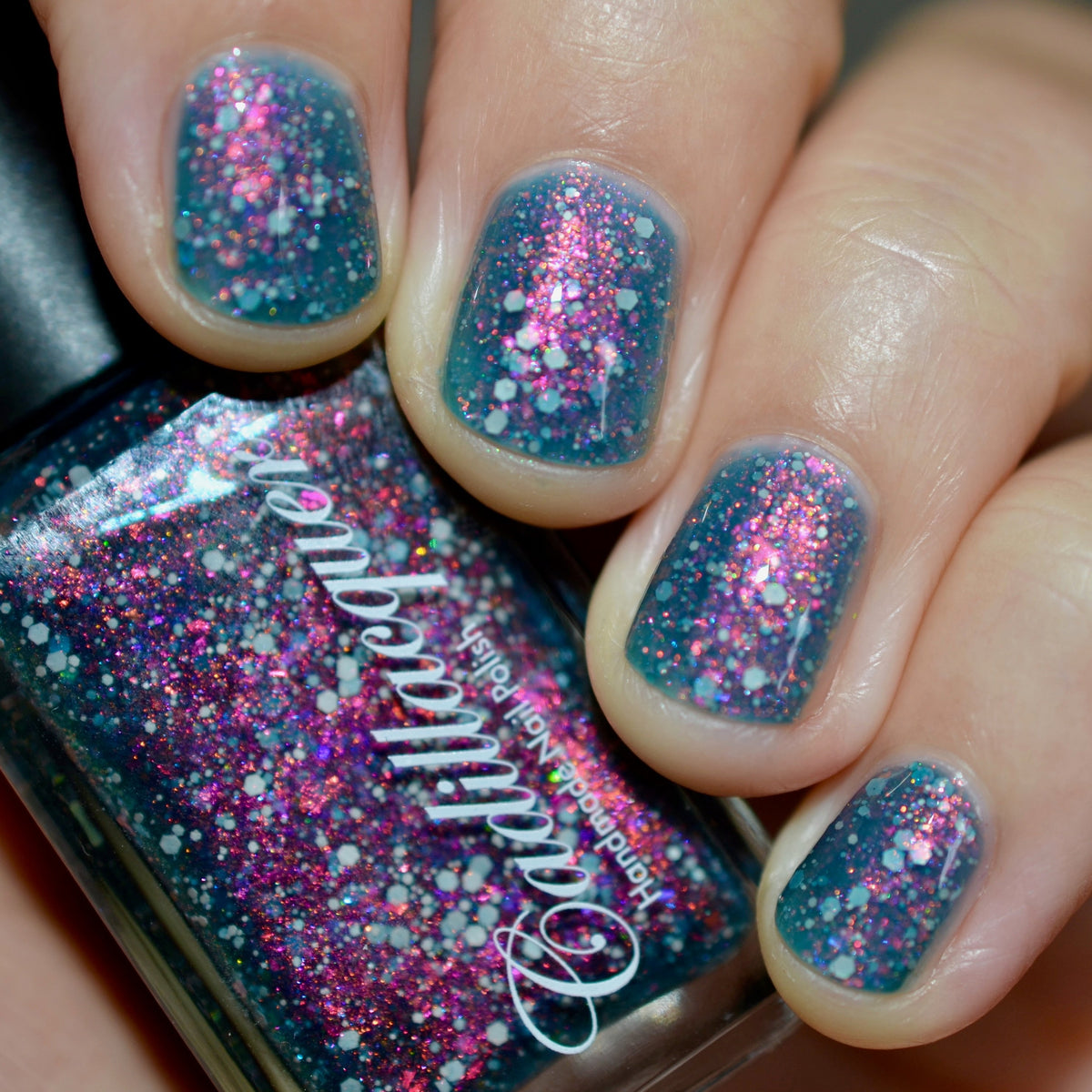 Close-up Cadillacquer I Don't Belong To You dark blue jelly with flakies and shimmer