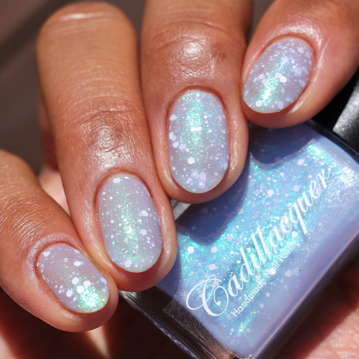 Cadillacquer Spotted Glass Frog jelly nail polish swatch in daylight