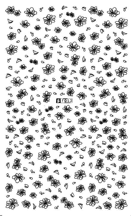 Floral 3 Black - Nail Sticker Thumbnail
