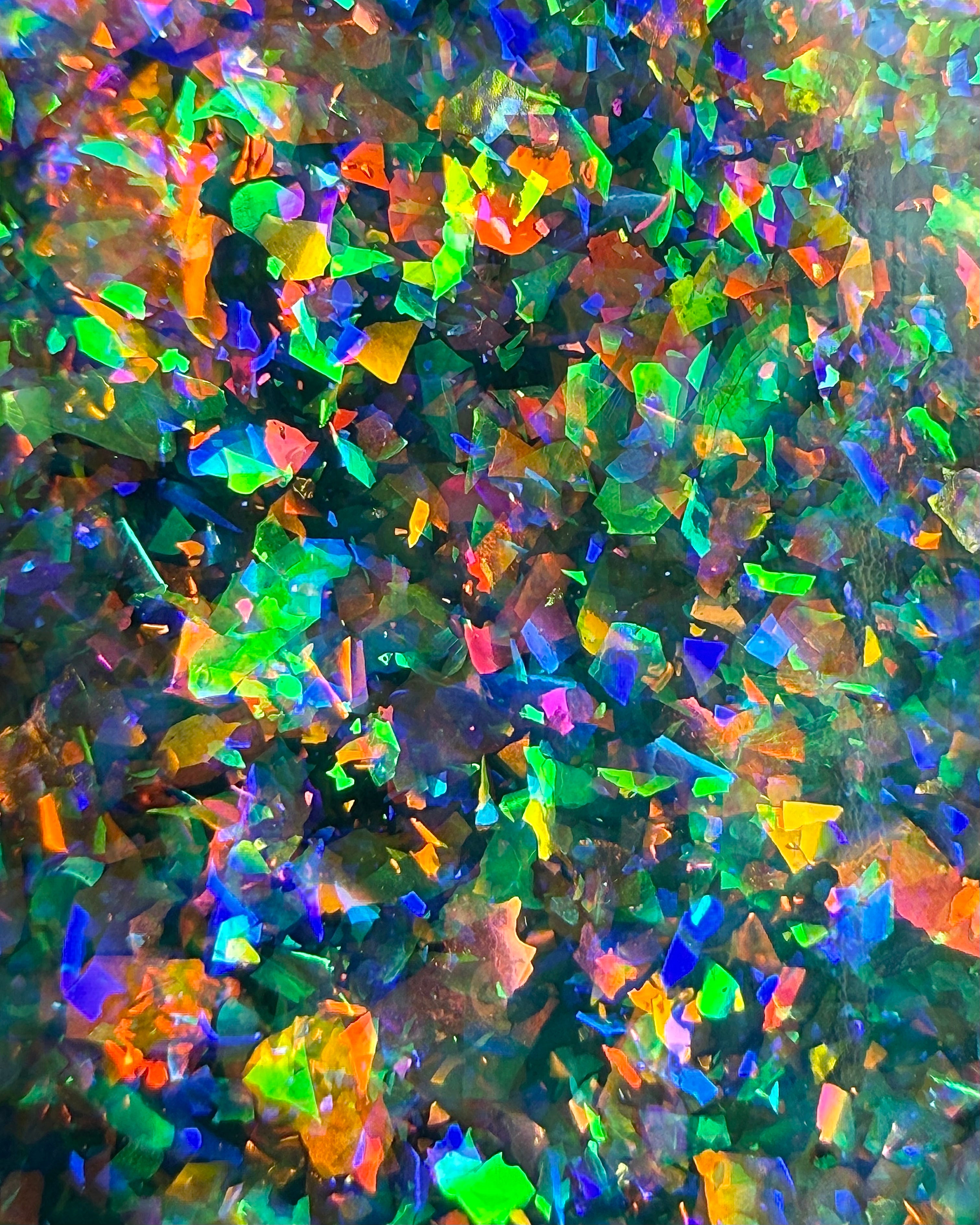 Medo by Glitch Lacquer, macro close-up of dense iridescent rainbow flakies
