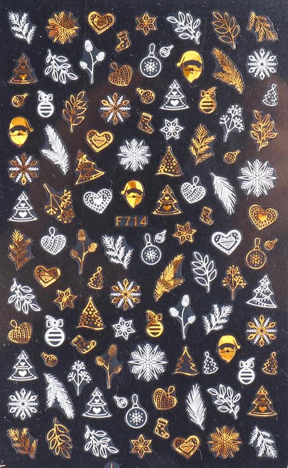 Simple Christmas (Gold and White) Nail Sticker