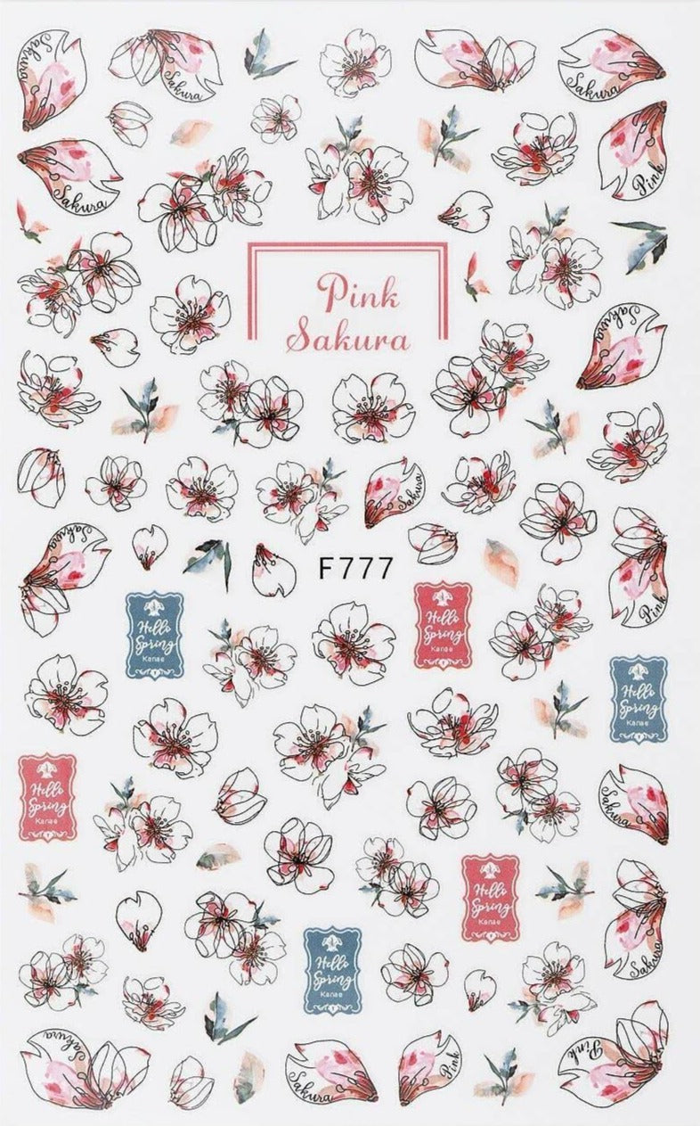 Pink Cherry Blossom Nail Sticker