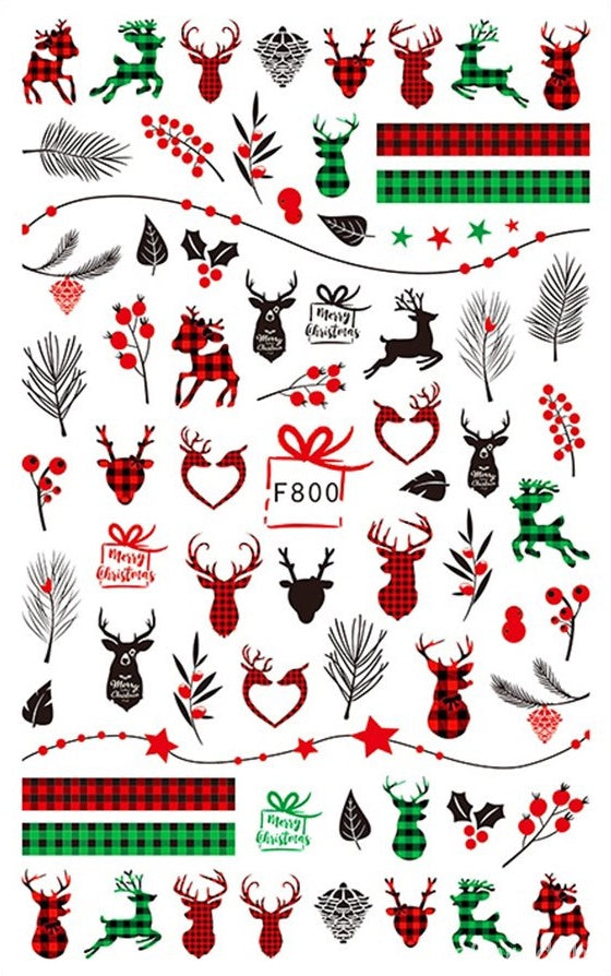 Plaid Christmas Nail Sticker