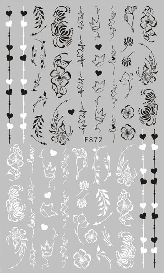 Monochrome Floral Nail Sticker