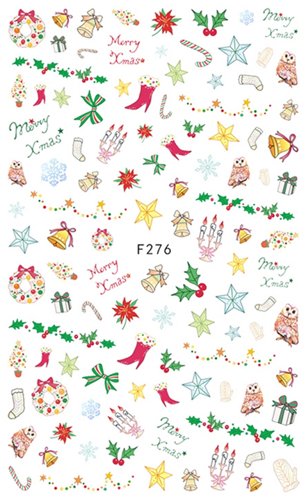 Christmas Holly and Stars Nail Sticker