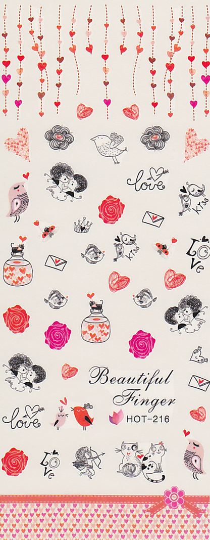 Valentine's Hearts Large Sheet Water Decal